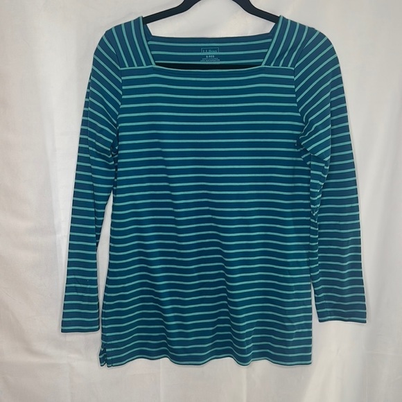 L.L. BEAN STRIPE SQUARE NECK TOP (SIZE S) - Picture 1 of 8